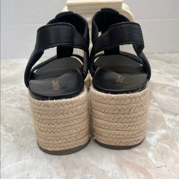 Vionic Black Woven Espadrille Wedge Sandals with Gold Studs - Picture 6 of 11